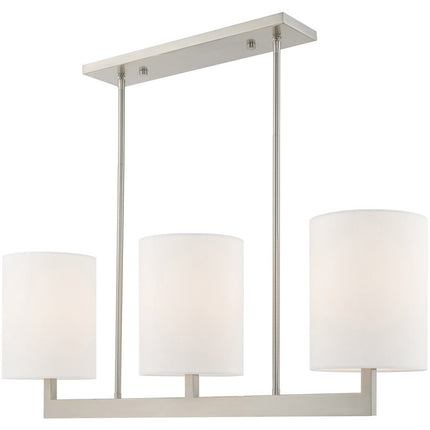 Nickel Three Light Metal Dimmable Chandelier With Shades HomeRoots