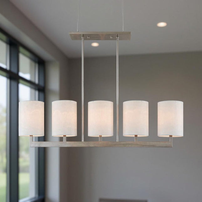 Five Light Dimmable Chandelier With Shades HomeRoots