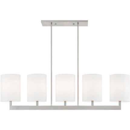 Nickel Five Light Metal Dimmable Chandelier With Shades