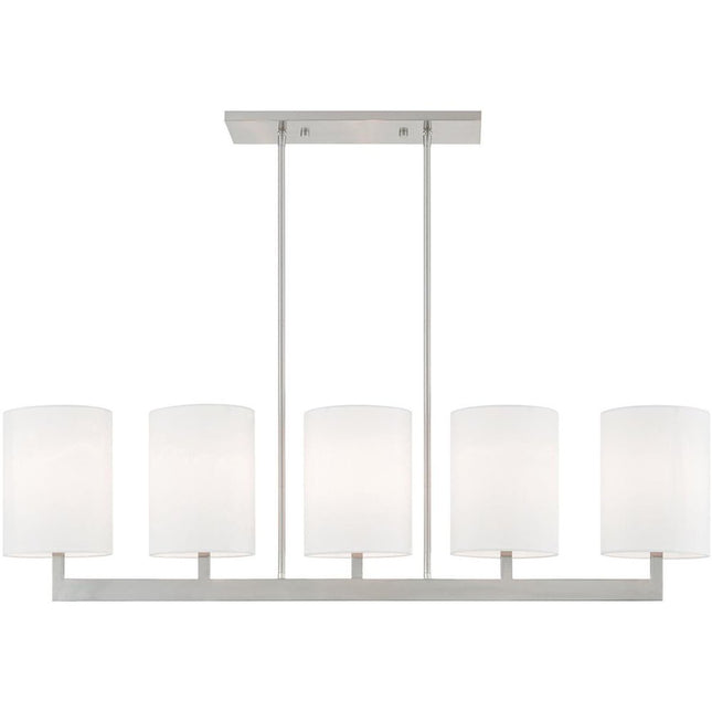 Nickel Five Light Metal Dimmable Chandelier With Shades HomeRoots