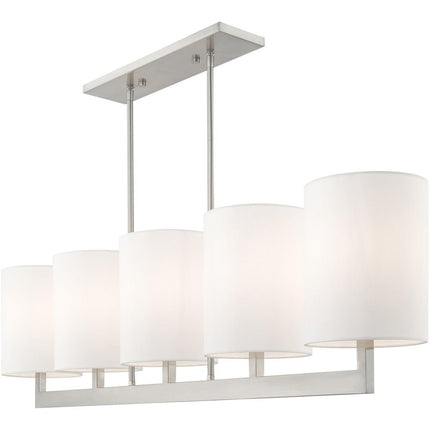 Nickel Five Light Metal Dimmable Chandelier With Shades