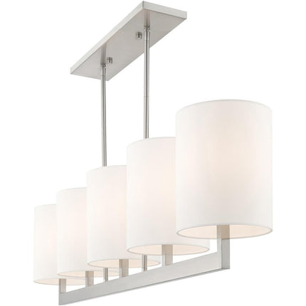 Nickel Five Light Metal Dimmable Chandelier With Shades
