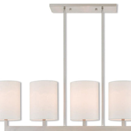 Nickel Five Light Metal Dimmable Chandelier With Shades