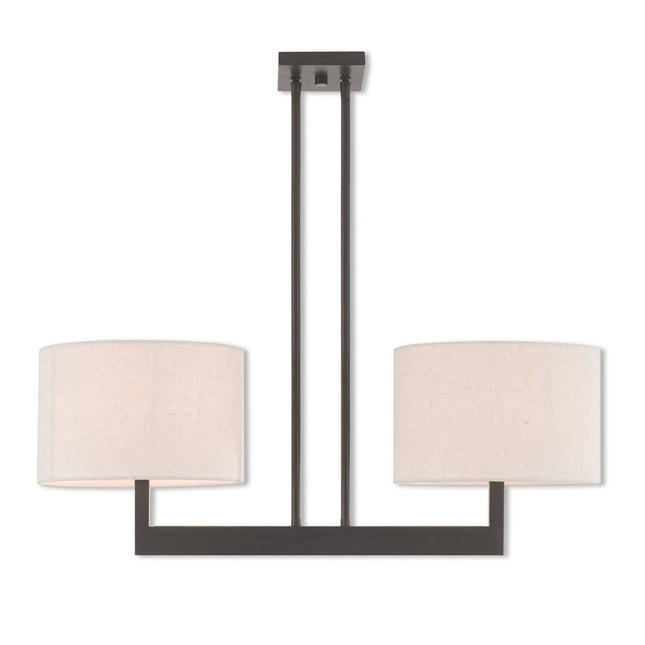 Bronze Two Light Metal Dimmable Chandelier With Shades