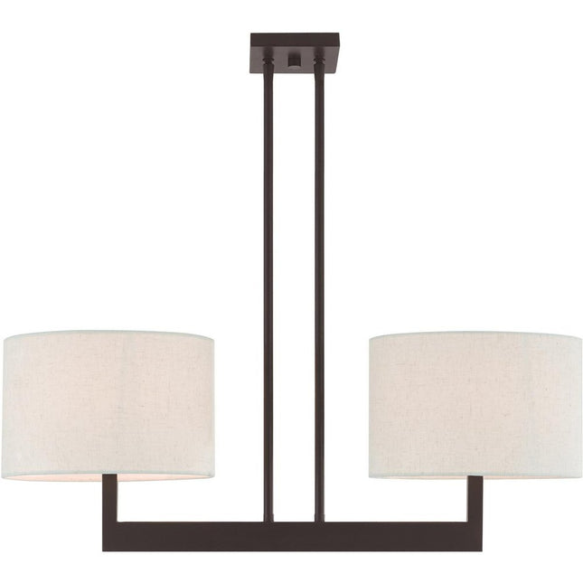 Bronze Two Light Metal Dimmable Chandelier With Shades