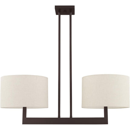 Bronze Two Light Metal Dimmable Chandelier With Shades
