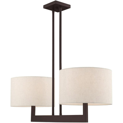 Bronze Two Light Metal Dimmable Chandelier With Shades