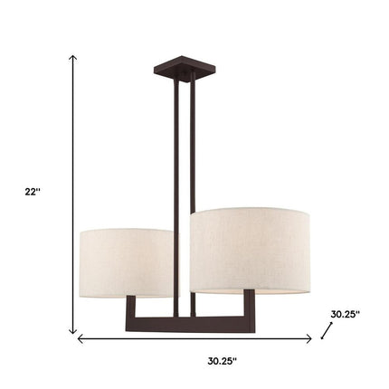 Bronze Two Light Metal Dimmable Chandelier With Shades