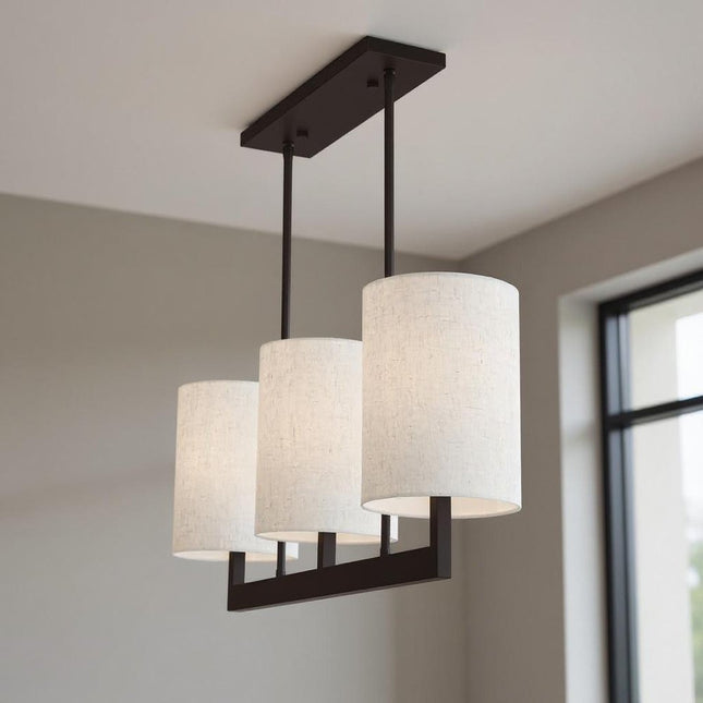 Bronze Three Light Dimmable Chandelier With Shades HomeRoots