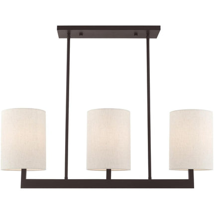 Bronze Three Light Metal Dimmable Chandelier With Shades