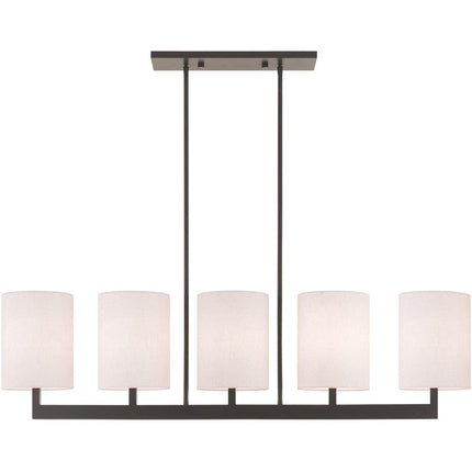 Bronze Five Light Metal Dimmable Chandelier With Shades