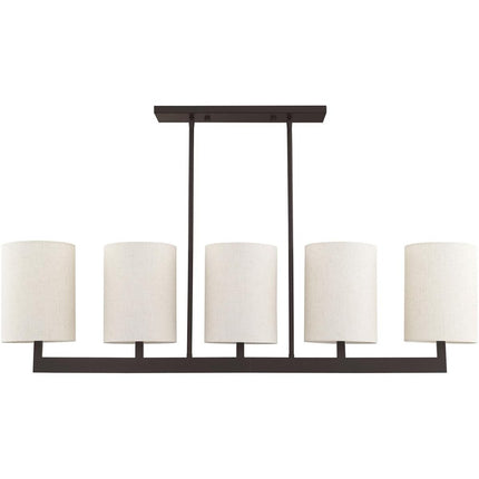 Bronze Five Light Metal Dimmable Chandelier With Shades