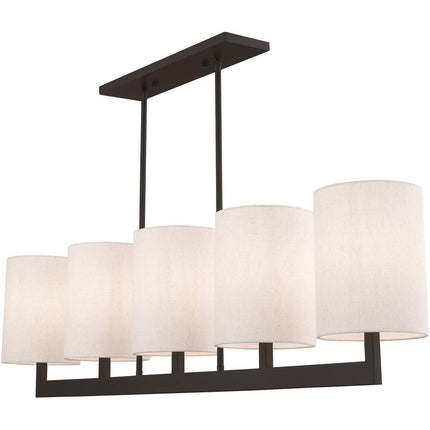 Bronze Five Light Metal Dimmable Chandelier With Shades