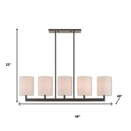 Bronze Five Light Metal Dimmable Chandelier With Shades