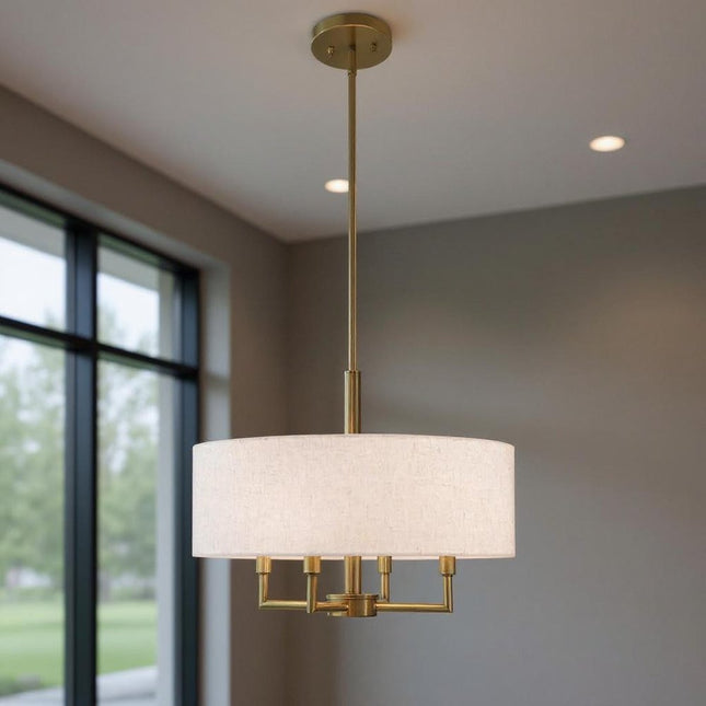 Four Light Dimmable Chandelier With Shades HomeRoots