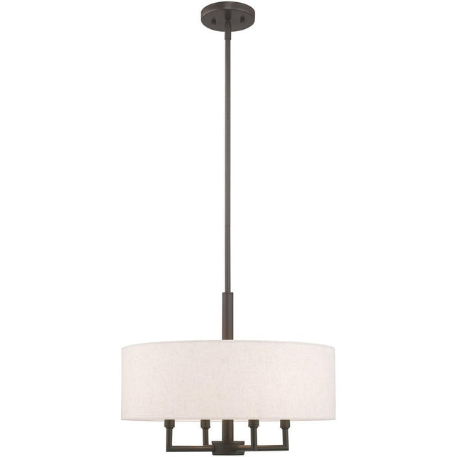 Bronze Four Light Metal Dimmable Chandelier With Shades HomeRoots
