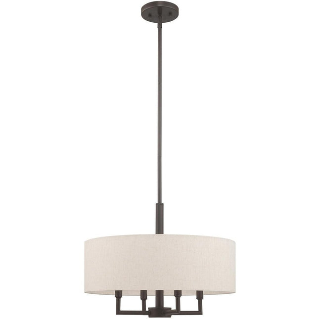 Bronze Four Light Metal Dimmable Chandelier With Shades HomeRoots
