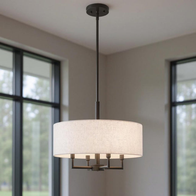 Four Light Dimmable Chandelier With Shades HomeRoots