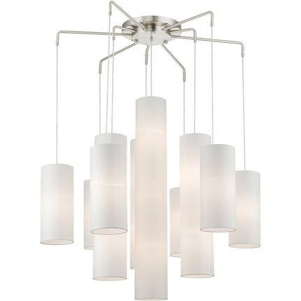 Nickel Multi Light Metal Dimmable Chandelier With Shades