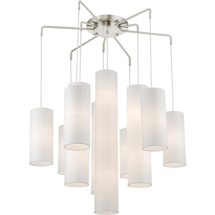 Nickel Multi Light Metal Dimmable Chandelier With Shades