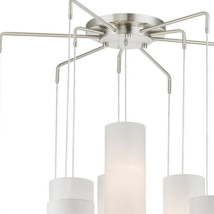 Nickel Multi Light Metal Dimmable Chandelier With Shades