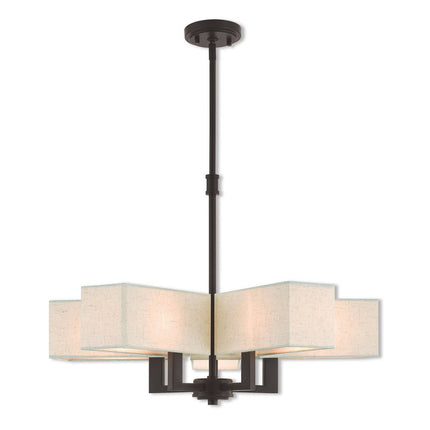 Bronze Five Light Metal Dimmable Chandelier With Shades