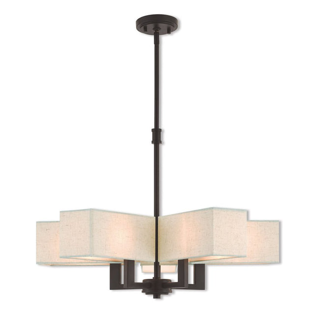 Bronze Five Light Dimmable Chandelier With Shades HomeRoots