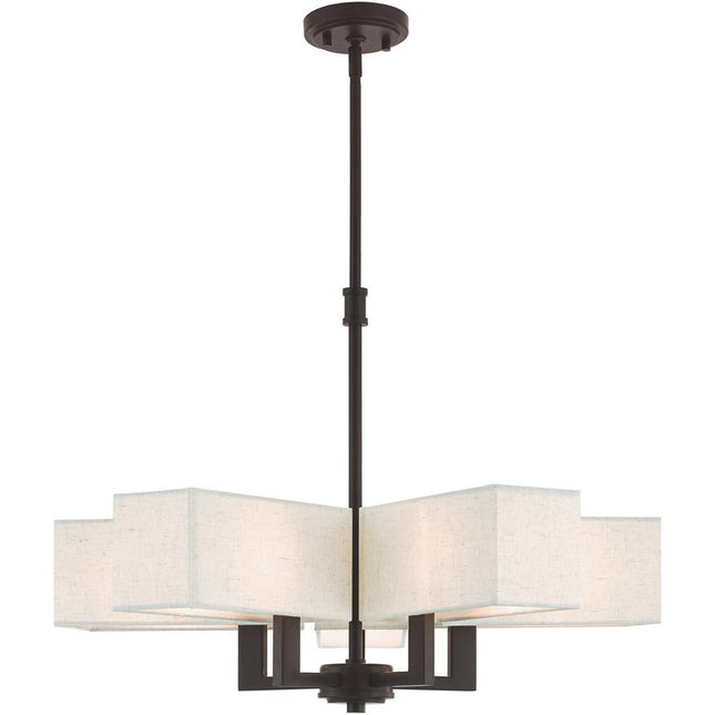 Bronze Five Light Metal Dimmable Chandelier With Shades HomeRoots