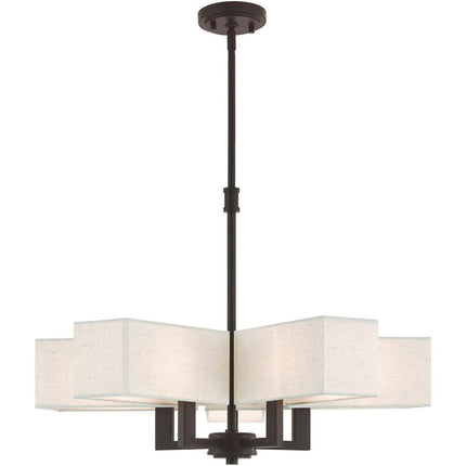 Bronze Five Light Metal Dimmable Chandelier With Shades