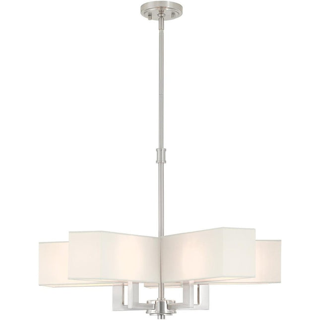 Nickel Five Light Metal Dimmable Chandelier With Shades