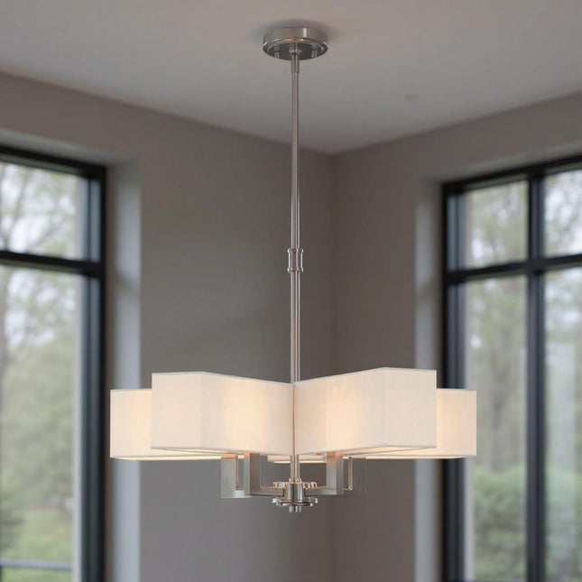 Five Light Dimmable Chandelier With Shades HomeRoots