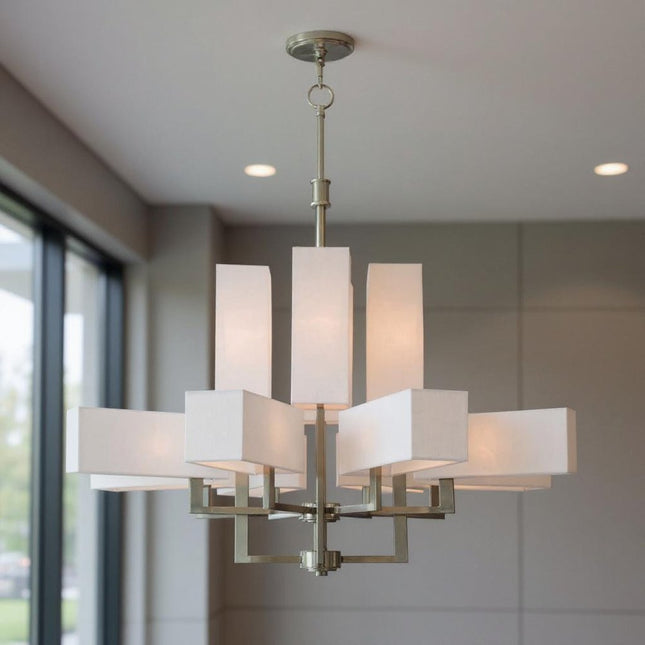 Twelve Light Dimmable Chandelier With Shades HomeRoots