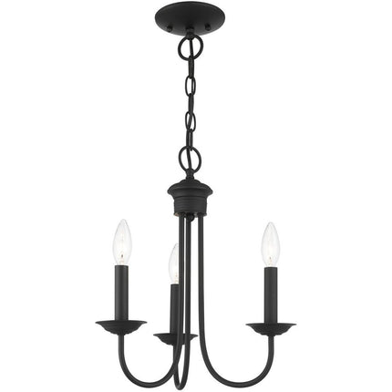 Black Three Light Metal Dimmable Chandelier With Shades