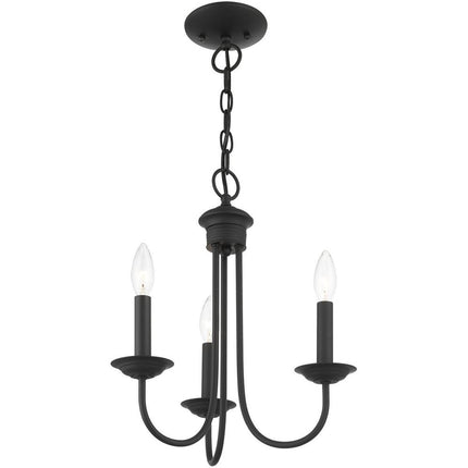 Black Three Light Metal Dimmable Chandelier With Shades