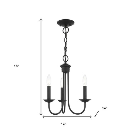 Black Three Light Metal Dimmable Chandelier With Shades