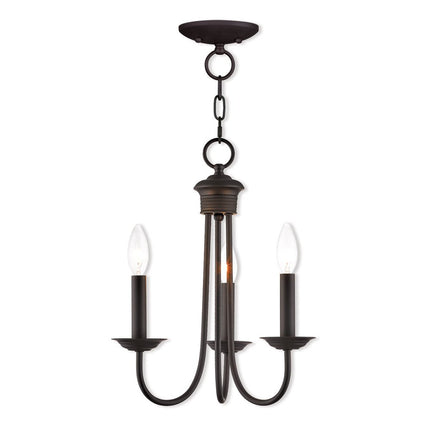 Bronze Three Light Metal Dimmable Chandelier With Shades