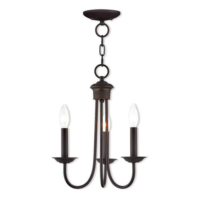 Bronze Three Light Metal Dimmable Chandelier With Shades