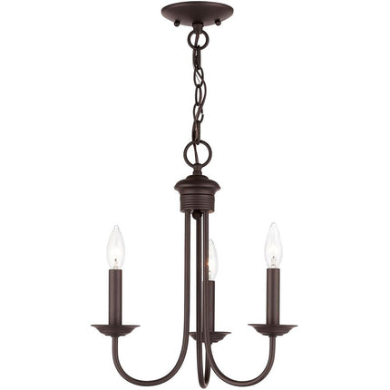 Bronze Three Light Dimmable Chandelier With Shades HomeRoots