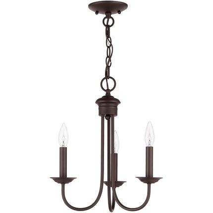 Bronze Three Light Metal Dimmable Chandelier With Shades