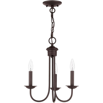 Bronze Three Light Dimmable Chandelier With Shades HomeRoots