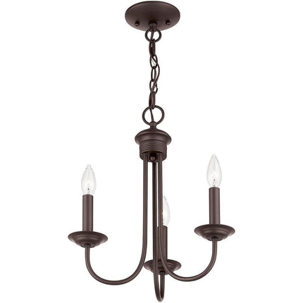 Bronze Three Light Dimmable Chandelier With Shades HomeRoots