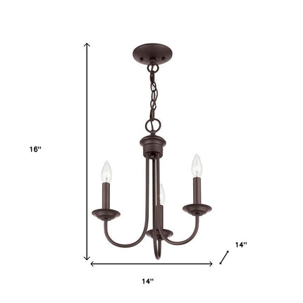 Bronze Three Light Metal Dimmable Chandelier With Shades