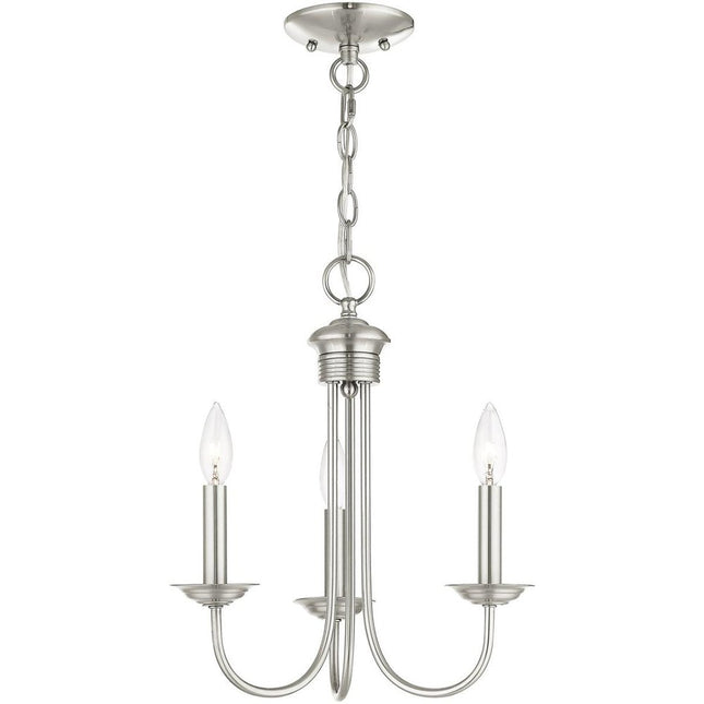 Nickel Three Light Metal Dimmable Chandelier With Shades