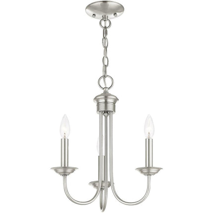 Nickel Three Light Metal Dimmable Chandelier With Shades