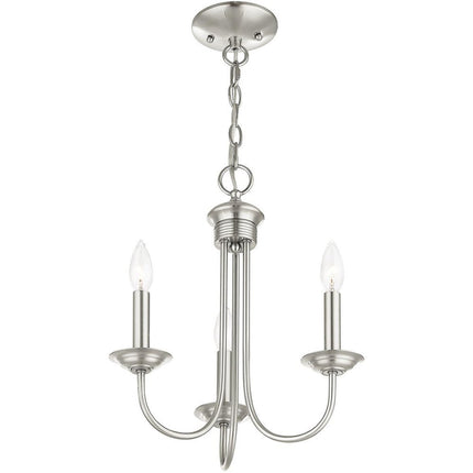 Nickel Three Light Metal Dimmable Chandelier With Shades