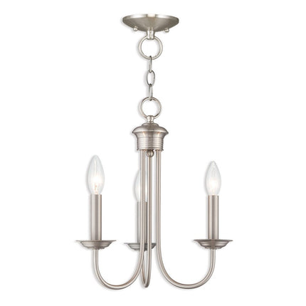Nickel Three Light Metal Dimmable Chandelier With Shades