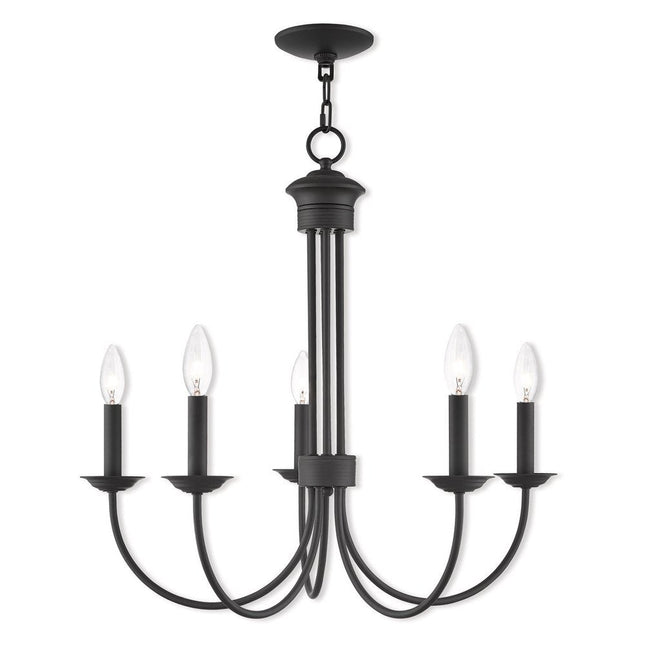 Bronze Five Light Metal Dimmable Chandelier With Shades HomeRoots