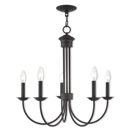 Bronze Five Light Metal Dimmable Chandelier With Shades