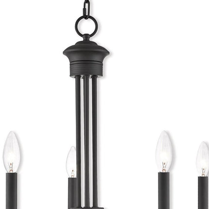 Bronze Five Light Metal Dimmable Chandelier With Shades