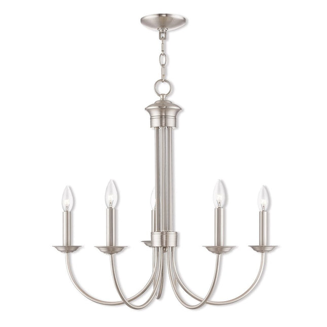 Five Light Dimmable Chandelier With Shades HomeRoots